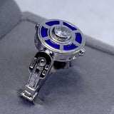 -A cleverly designed fashion ring inspired by a very clever little droid. Sizes are approximate & tend to run slightly large to average US sizing. Free shipping from abroad.

scifi star geek nerd jewelry S925 sterling silver plated CZ zirconia space wars gift men women kids unisex promise valentines day science fiction-