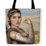 -High quality, reusable polyester tote bag. Durable and machine washable. A sci-fi feminist fan art mash-up reimagining of Rey as Rosie the Riveter. An inspirational and iconic symbol of female strength for the present and the future, We Can Do It - Use the Force!-