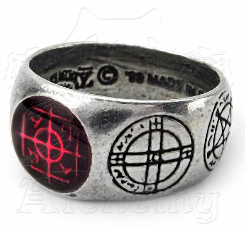 -Alchemy Gothic AGLA SIgil Ring - Five magical talismans of profit and protection.The central Kabbalistic sigillum 'Agla', stands for 'Thou art mighty forever, O Lo-Size N - 53.8mm - 6.5US-Red-664427006108