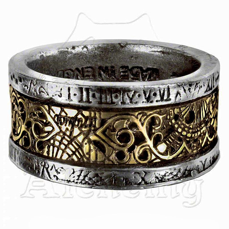 -Alchemy Empire - Dr. Von Rosenstein's Induction Principle Ring - "In pewter and solid brass, an authentic reproduction of Dr. Von Rosenstein's indispensable key to the induction matrix."-Size N - 53.8mm - 6.5US-As Shown-