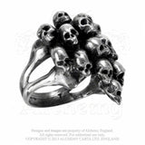 -Alchemy Gothic "Charnalite" Skull Cluster Ring - An almost natural, crystalline structure of collective, mortal termination. A macabre piece that makes no bones about its intentions...-Size Q - 57.6mm - 8 US-Silver-