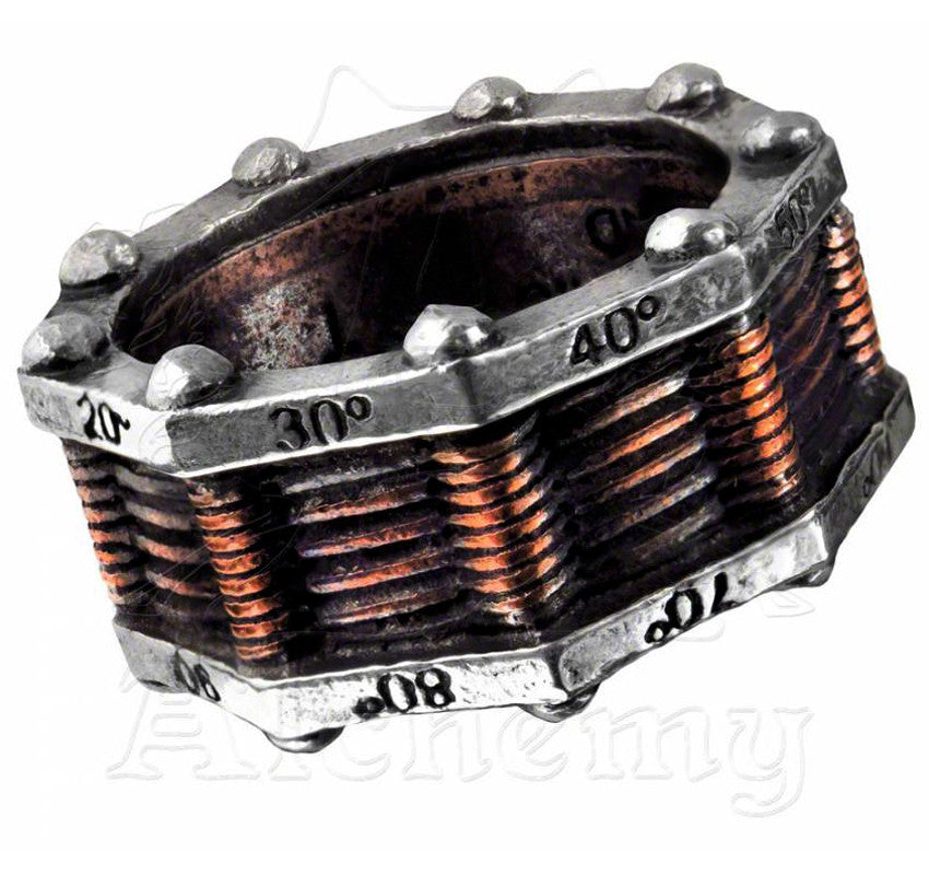 -Alchemy Empire "High-Voltage Toric Generator" Ring - "Unusual, early but very highly efficient power generator to augment the energy demands of Victorian hi-tech gadgets."
-Size N - 53.8mm - 6.5US-Two-Tone-664427028667
