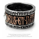 -Alchemy Gothic "Deus Natura" Ring - The triumphant harmony of Nature and The Creator.
The band, in Latin, reads "deus et natura no faciunt frusta" Translation: 'God and Nature do not work together in vain' -