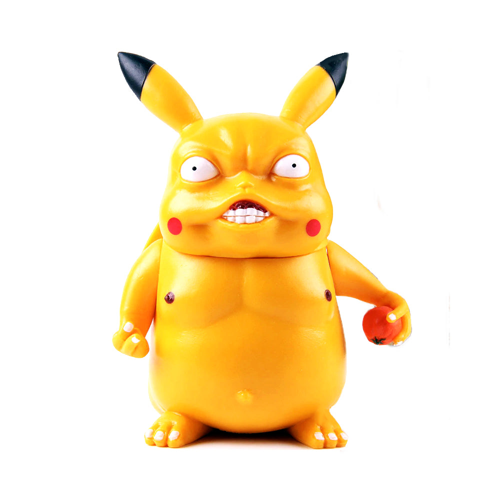 Rage Face Pikachu PVC Figure, Funny Freaky Weird Pokemon Parody Toy-Delightfully disturbing Pokemon parody meme Rage Face Pikachu PVC Figure. Stands 11cm / 4.25in tall. Free Shipping Worldwide. Funny weird best / worst bootleg. Freakichu – creepy, most bizarre modified altered game freak memes desk toy. Rude novelty / kitsch gag gift with raised middle finger, wretched expression.-