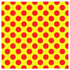 -Polyester jersey knit 24x24" bandana with bright red polkadots on yellow. Made to order and shipped from the USA. handkerchief kerchief neckerchief scarf hankie hanky bandanna 20s twenties 30s thirties 1920s 1930s 1940s forties 40s swing comic book costume cosplay retro classic vintage style womens unisex accessory-