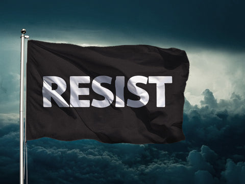 RESIST FLAG, Quality Anti-Trump Anti-Fascist Resistance Protest Banner-High quality, professionally printed polyester flag in your choice of size and style, single or fully double-sided with blackout layer, grommets or pole pocket / sleeve. 2x1ft / 1x2ft, 3x2ft / 2x3ft, 5x3ft / 3x5ft or custom size. Customizable Anti-Trump Protest RESIST Pole Banner Flag, Anti-Fascist Resistance-