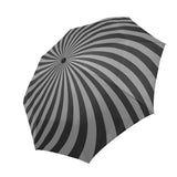 Radial Vortex Automatic Umbrella, Compact Standard or Anti-UV-High quality compact automatic umbrella with automatic open and close system. Sturdy and well constructed. Standard or heavy duty anti-UV versions available. Waterproof polyester pongee with colorfast and fade resistant design. Unique retro punk gothic radiating spiral vortex design. Costume, cosplay or everyday use.-Gray-Standard-