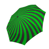 Radial Vortex Automatic Umbrella, Compact Standard or Anti-UV-High quality compact automatic umbrella with automatic open and close system. Sturdy and well constructed. Standard or heavy duty anti-UV versions available. Waterproof polyester pongee with colorfast and fade resistant design. Unique retro punk gothic radiating spiral vortex design. Costume, cosplay or everyday use.-Green-Standard-