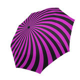 Radial Vortex Automatic Umbrella, Compact Standard or Anti-UV-High quality compact automatic umbrella with automatic open and close system. Sturdy and well constructed. Standard or heavy duty anti-UV versions available. Waterproof polyester pongee with colorfast and fade resistant design. Unique retro punk gothic radiating spiral vortex design. Costume, cosplay or everyday use.-Pink-Standard-