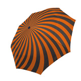 Radial Vortex Automatic Umbrella, Compact Standard or Anti-UV-High quality compact automatic umbrella with automatic open and close system. Sturdy and well constructed. Standard or heavy duty anti-UV versions available. Waterproof polyester pongee with colorfast and fade resistant design. Unique retro punk gothic radiating spiral vortex design. Costume, cosplay or everyday use.-Orange-Standard-