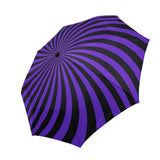Radial Vortex Automatic Umbrella, Compact Standard or Anti-UV-High quality compact automatic umbrella with automatic open and close system. Sturdy and well constructed. Standard or heavy duty anti-UV versions available. Waterproof polyester pongee with colorfast and fade resistant design. Unique retro punk gothic radiating spiral vortex design. Costume, cosplay or everyday use.-Purple-Standard-