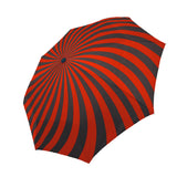 Radial Vortex Automatic Umbrella, Compact Standard or Anti-UV-High quality compact automatic umbrella with automatic open and close system. Sturdy and well constructed. Standard or heavy duty anti-UV versions available. Waterproof polyester pongee with colorfast and fade resistant design. Unique retro punk gothic radiating spiral vortex design. Costume, cosplay or everyday use.-Red-Standard-