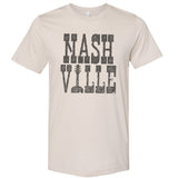 -Vintage faded tees with a modern twist! Ultra-soft, premium triblend or 50/50 poly cotton blend unisex shirts. Eco-friendly, water-based inks for a graphic print that is soft to the touch. Shipped from the USA. Nashville retro graphic big text nash ville womens juniors mens TN Tennessee summer fashion-Unisex L-Oatmeal-