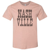 -Vintage faded tees with a modern twist! Ultra-soft, premium triblend or 50/50 poly cotton blend unisex shirts. Eco-friendly, water-based inks for a graphic print that is soft to the touch. Shipped from the USA. Nashville retro graphic big text nash ville womens juniors mens TN Tennessee summer fashion-Unisex L-Peach-