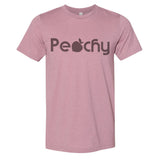 Peachy Retro Graphic Tee, Unisex -Vintage faded tees with a modern twist! Ultra-soft, premium triblend or 50/50 poly cotton blend unisex shirts. Eco-friendly, water-based inks. Graphic print is soft to the touch. Shipped from the USA. Peach womens mens unisex Georgia GA Atlanta ATL south southern belle georgian southerner peachy summer.-Unisex L-Orchid-