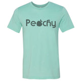 Peachy Retro Graphic Tee, Unisex -Vintage faded tees with a modern twist! Ultra-soft, premium triblend or 50/50 poly cotton blend unisex shirts. Eco-friendly, water-based inks. Graphic print is soft to the touch. Shipped from the USA. Peach womens mens unisex Georgia GA Atlanta ATL south southern belle georgian southerner peachy summer.-Unisex L-Seafoam-