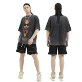 -Unisex designer fashion tee with rough construction, retro printed graphics and heavy, grunge style distressing. 100% cotton. Free shipping from abroad. Vintage 90s nineties style streetwear basketball skater harajuku 1990s new wave urban street fashion summer 2021 baggy loose mens t-shirt -