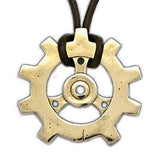 Patrick Rothfuss Kingkiller Chronicles AURI'S BRAZEN GEAR Necklace-Auri's Brazen Gear™ from the pages of The Slow Regard of Silent Things ™ by Patrick Rothfuss. Officially licensed Kingkiller Chronicle jewelry, skillfully handcrafted in solid brass, Mr. Rothfuss participates in the design process for each piece of jewelry in the line. Jeweler handcrafted in the USA. Steampunk necklace-