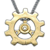 Patrick Rothfuss Kingkiller Chronicles AURI'S BRAZEN GEAR Necklace-Auri's Brazen Gear™ from the pages of The Slow Regard of Silent Things ™ by Patrick Rothfuss. Officially licensed Kingkiller Chronicle jewelry, skillfully handcrafted in solid brass, Mr. Rothfuss participates in the design process for each piece of jewelry in the line. Jeweler handcrafted in the USA. Steampunk necklace-