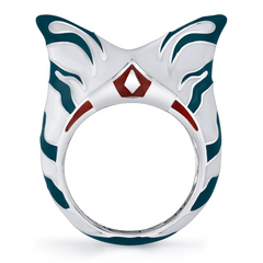 -High quality Ahsoka inspired enameled metal statement ring. Sizing is approximate.Free shipping from abroad with average delivery to the USA in about a month. star rebel geek cosplay fashion jewelry ashoka cat ears raccoon striped alien galaxy wars mens womens space inexpensive boba fan gift-7 US / 55 EU-