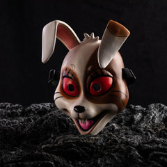 -High quality face mask with comfortable adjustable straps. Made of thin, durable resin with latex rubber ears. Intended only for costume and cosplay use, not as protective gear. One size fits most. Free shipping from abroad. Halloween five nights at freddy's horror FNAF rabbit videogame creepy scare bunny-
