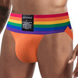 -High quality pride themed nylon & spandex jockstrap by Jockmail. Free shipping from abroad with average delivery to the US in 2-3 weeks.

Sexy fitted gay pride flag lgbtq lgbtqia lgbtqx glbt underwear mens jock strap -Orange-M (27-30")-