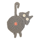 Cat Butt Coasters - Funny Feline Crocheted Drink Coasters -It may seem very un-catlike to protect furniture and help keep objects on surfaces but that's just what these kitties do... while still being a bit rude about it! Handmade durable high quality crochet knitted cotton kitty coasters. Sold individually or as a set of 8. Free shipping. Unique novelty gift home decor woven-Gray-