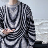-High quality mens/unisex pullover sweater with unique abstract draping pattern. See size chart. 
Free shipping from abroad with average delivery in about 2-3 weeks.

unique y2k alternative fashion on trend winter autumn fall korean style outerwear streetwear-Gray-M-