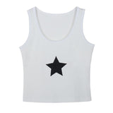 -Cute and comfortable mid-riff tank top with stitched on star. Free shipping from abroad.
womens juniors Y2K stiched on stars crop top wife beater tanktop embroidered babydoll tee 2000s streetwear cute club baby millennial emo punk rocker alternative aesthetic clubwear hip girl -