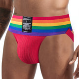 -High quality pride themed nylon & spandex jockstrap by Jockmail. Free shipping from abroad with average delivery to the US in 2-3 weeks.

Sexy fitted gay pride flag lgbtq lgbtqia lgbtqx glbt underwear mens jock strap -Red-M (27-30")-