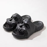 -High quality EVA clog sandal w/unique human skull design. Well constructed single band slip on shoes w/solid, textured non-slip sole. deep heel cup, concave upper & roomy toe. Skin-friendly EVA, lightweight, flexible, breathable, durable. Free shipping from abroad.

gothic beach summer y2k punk pirate goth pool slipper-Black-US 4-5M | 5-6W / EUR 36-37-