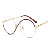 -Unique round fashion eyeglasses with swooping dual color metal frames and clear lenses. Anti-Glare UV400 circular acrylic lenses. 55-20-134-55, Free shipping from abroad.
unusual semi-rimless big frame eye glasses fashion accessory weird strange asymmetrical sideways s shape mens womens unisex interesting style-Dark Red-