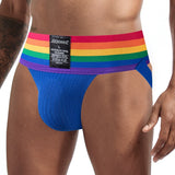 -High quality pride themed nylon & spandex jockstrap by Jockmail. Free shipping from abroad with average delivery to the US in 2-3 weeks.

Sexy fitted gay pride flag lgbtq lgbtqia lgbtqx glbt underwear mens jock strap -Blue-M (27-30")-