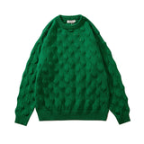 -High quality polyester blend knit jumper uniquely perforated and distressed to create a rippled pattern. Mens / unisex style. See size chart. Free shipping from abroad.

rippled unique unusual bumpy textured pickle winter autumn fashion pullover solid color classy casual holiday knitwear-