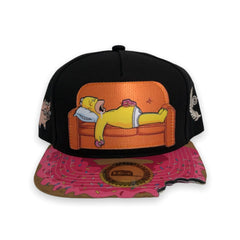 -High quality snapback cap with embroidered crown, side panel and reverse, and a pre-chomped doughnut printed bill. Free shipping from abroad.

funny deadly donut 7 Sins sleeping simpson sloth gluttony pig adjustable baseball hat unique cartoon streetwear fashion cap-