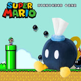 -Cute soft plush Super Mario Bob-omb tissue paper dispenser plush. Takara Tomy, imported. Measures approximately 24x18x16.5cm&nbsp;(9.45 x7.25 inches). Free shipping from abroad with average delivery to the US in 2-3 weeks.

Cute funny nintendo mario bros bomb soft toy tissue box tp roll holder gamer gift-