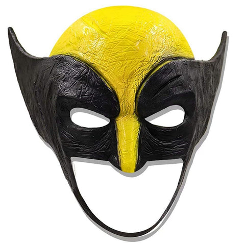-High quality latex half mask with chin strap. One size fits most adults up to a head circumference of 62cm / 24.4in, Free shipping from abroad with average delivery to the US in 2-3 weeks.

Cosplay halloween costume howlett mcu prop replica superhero helm natural latex rubber comic book convention con LARP -