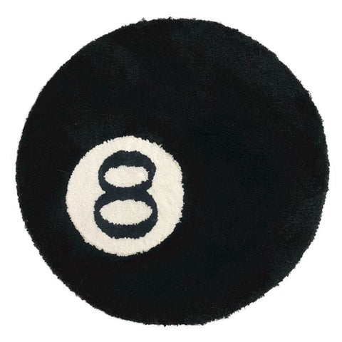 Eight-Ball Area Rug-High quality round, black and white 8-Ball area rug in your choice of size. 100% polyester with non-slip bottom. Washable. Free shipping from abroad.

iconic retro kitsch number eight billiards pool ball carpet floor mat home decor circular rockabilly pop culture icon symbol man cave unique fun bar lounge game room -60x60cm-Black-