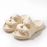 -High quality EVA clog sandal w/unique human skull design. Well constructed single band slip on shoes w/solid, textured non-slip sole. deep heel cup, concave upper & roomy toe. Skin-friendly EVA, lightweight, flexible, breathable, durable. Free shipping from abroad.

gothic beach summer y2k punk pirate goth pool slipper-Beige-US 4-5M | 5-6W / EUR 36-37-