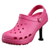 -Comfortable chunky platform high heel clog sandals. Outstanding, accurate luxury design & construction in high quality, waterproof and quick drying EVA. Free shipping from abroad, average delivery in 2-3 weeks.

breathable water and stain resistant stiletto slide pumps womens designer fashion shoes funny weird casual -Pink-6 US / 36 EU-