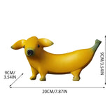 -Unique banana dog sculptures. High quality resin. Three different size/styles available. 9cm, 12cm and 20cm. Free shipping from abroad.

Unusual fruit puppy figure office desk decoration home decor weird creative gift dachshund wiener dog funny food pup figurine-L-