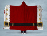 Santa Claus Coat Hooded Blanket-Amazingly soft and warm hooded blanket made of ultra-smooth micro-mink polyester fleece with 100% polyester Premium Sherpa lining. Made in the USA. Free shipping. Christmas Santa Claus costume cosplay hoodie blanket holiday xmas holiday snuggle gift.-80" x 60"-Red-HB1888-80X60-MULTI