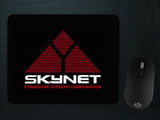 Skynet Logo Mousepad-Soft and comfortable 9x7 inch mousepad made from high density neoprene with a colorfast, stain resistant and easy to clean smooth fabric top. Classic Sci-Fi Evil Corporation AI Overlord Surveillance Logo / Emblem, Censorship and Metadata / Data Collection, humans vs robots.-