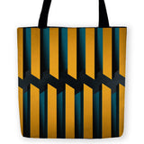 -High quality, reusable polyester fabric carryall tote bag with abstract blue and gold design on both sides. Durable and machine washable. This item is made-to-order and typically ships in 3-5 business days.-