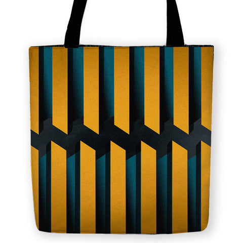 -High quality, reusable polyester fabric carryall tote bag with abstract blue and gold design on both sides. Durable and machine washable. This item is made-to-order and typically ships in 3-5 business days.-