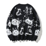 -Soft knit acrylic pullover sweater with crewneck, long sleeves and fringed (hemmed to prevent fraying) bottom edge. These run slightly small See size chart. Free shipping from abroad.
Cute unique Women's Fall Winter Fashion Cartoon Kitty Print Jumper Hikigawa Korean Streetwear Fashion Knit Pullover Tops-