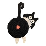 Cat Butt Coasters - Funny Feline Crocheted Drink Coasters -It may seem very un-catlike to protect furniture and help keep objects on surfaces but that's just what these kitties do... while still being a bit rude about it! Handmade durable high quality crochet knitted cotton kitty coasters. Sold individually or as a set of 8. Free shipping. Unique novelty gift home decor woven-Tuxedo-