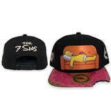 -High quality snapback cap with embroidered crown, side panel and reverse, and a pre-chomped doughnut printed bill. Free shipping from abroad.

funny deadly donut 7 Sins sleeping simpson sloth gluttony pig adjustable baseball hat unique cartoon streetwear fashion cap-