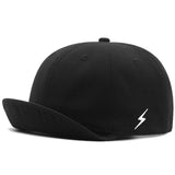 -Retro style flipped short bill baseball cap. Available in two fitted adjustable sizes. High quality canvas, sturdy construction, strapback adjustment. Free shipping.

Brim Flip hat upturned peak snapback men womens unisex 5cm bill hipster bike messenger courier cap 90s nineties 1990s y2k summer fashion streetwear-Black-58-60cm-