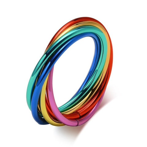 -High quality stainless steel, four color rainbow rolling band ring. Free shipping from abroad with average delivery to the US in 2-3 weeks.

Unique unusual simple plain band colorful anodized red gold green blue pink fidget twisting band ring lgbt lgbtqia lgbtqx gay pride jewelry mens womens queer unisex nonbinary -6-